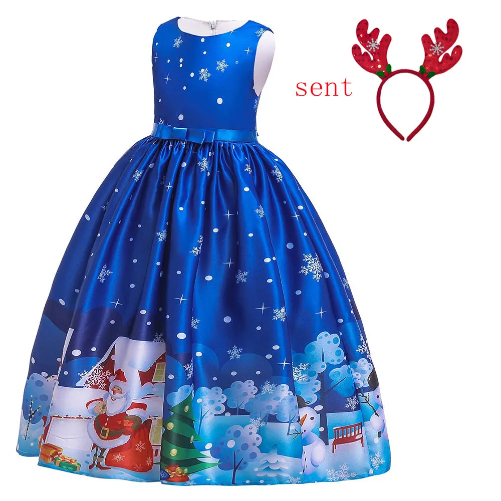 Детские платья для девочек рождественское платье мультяшное Новогоднее