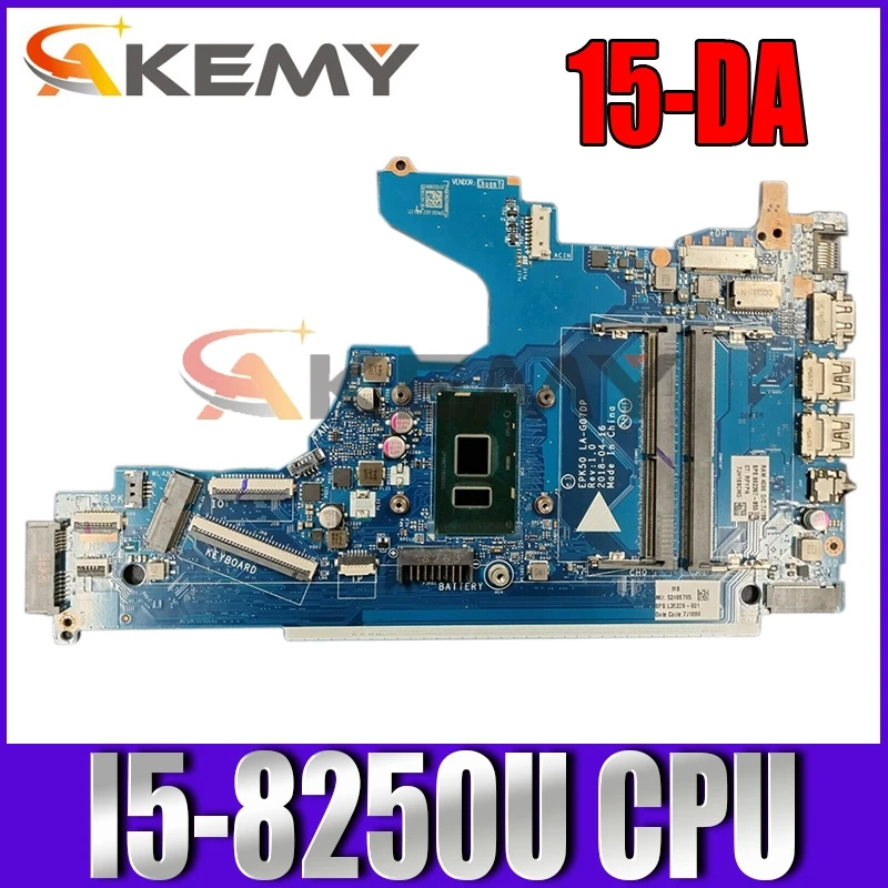 

Для HP 15-DA Материнская плата ноутбука L20369-001 L20369-601 EPK50 LA-G07DP LA-G07EP MB с SR3LA I5-8250U DDR4 100% полностью протестирована