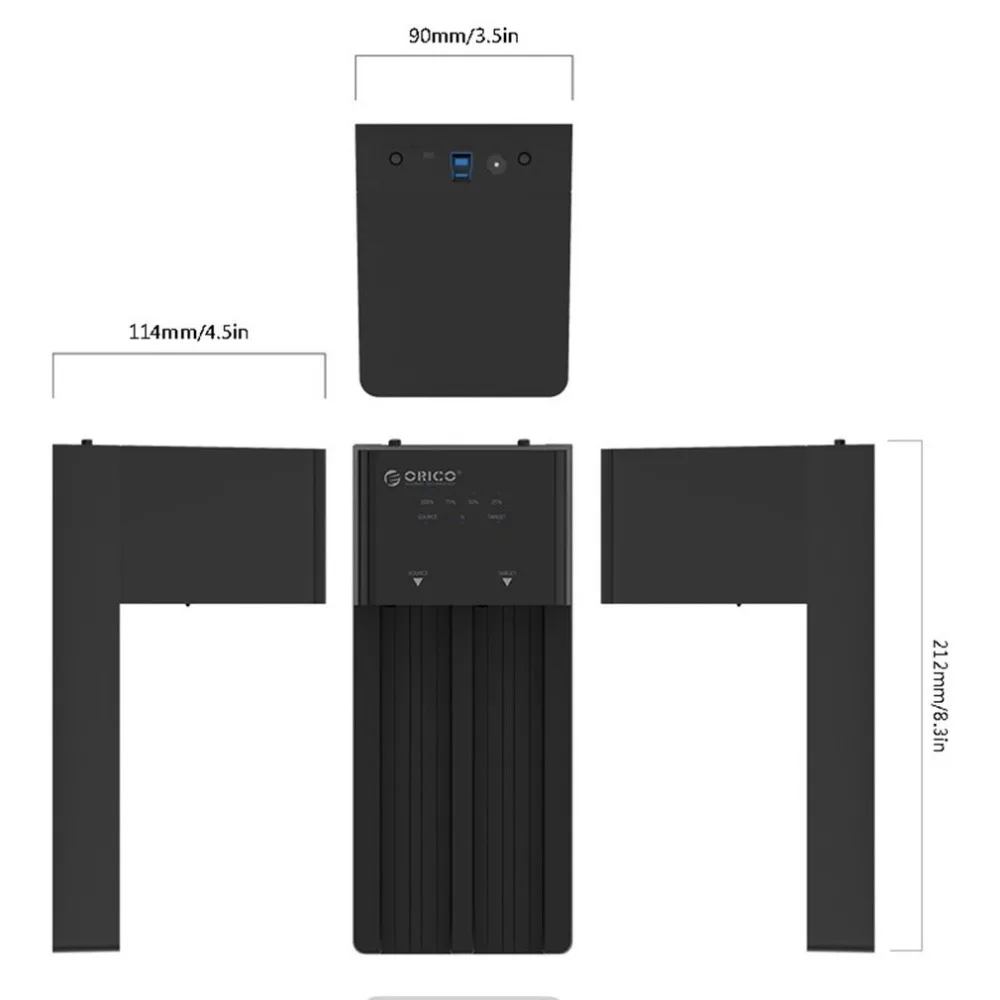 ORICO 2,5 3,5 SATA HDD корпус док-станция автономный клон супер скорость USB 3,0 жесткий диск 2 Bay черный