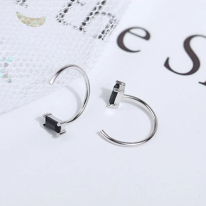 Женские прямоугольные серьги-гвоздики из Кубического циркония ElfoPlataSi S925 100% 925