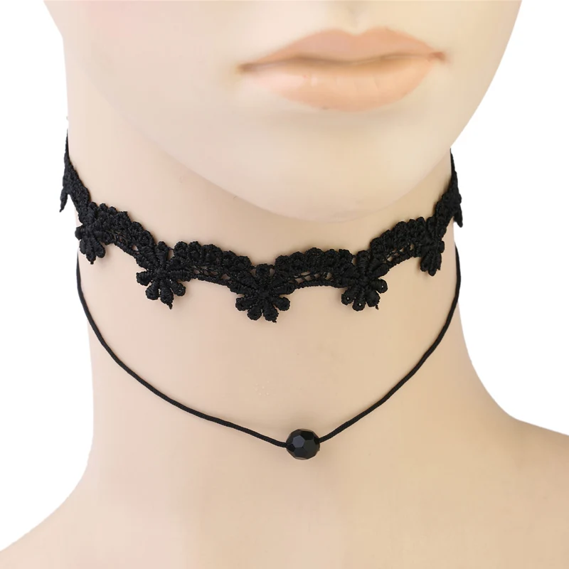 Винтажный чокер ручной работы из бархата с кружевом ожерелье для женщин воротник