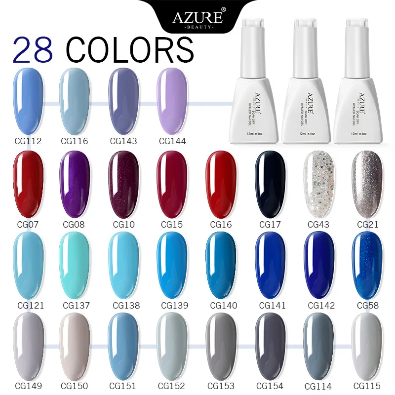 Azure Beauty 28 шт./лот набор гель для ногтей впитывающий Полупостоянный УФ/LED синий цвет