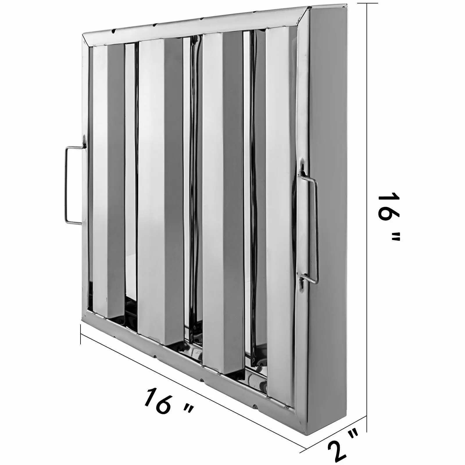 

VEVOR 6 Pack 16"X16" Extractor Hood Grease Exhaust Filter Baffle 3 Slots Stainless Steel Commercial Kitchen Appliances Equipment