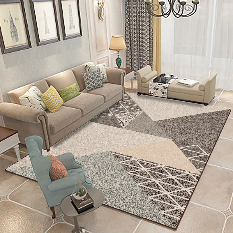 

European-Style Geometric Pattern Living Room Children Crawling Mat 80x160cm Bedroom Study Non-Slip Design Carpet