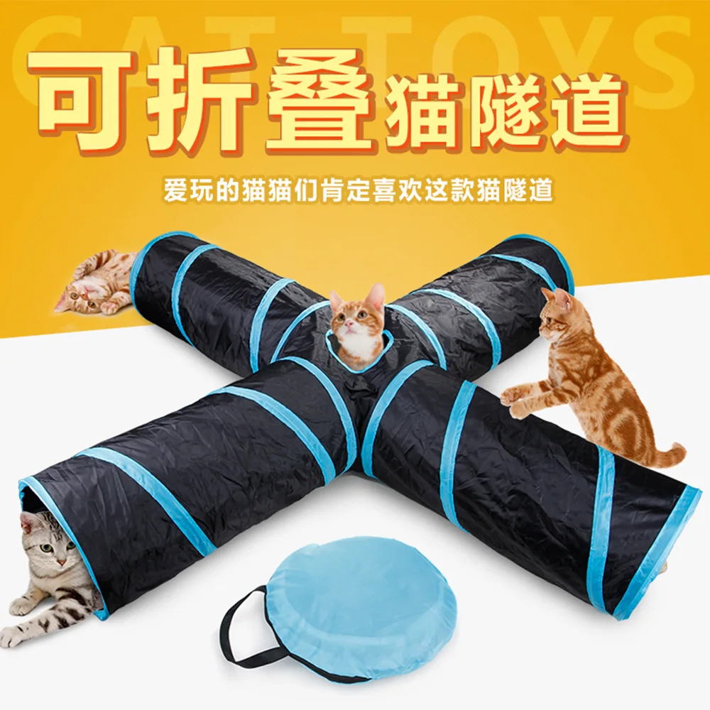 

Pet Cat Tunnel Toys 3/4/5 Holes Foldable Pet Cat Kitty Training Interactive Fun Toy For Cats Rabbit Animal Play Tunnel Tubes
