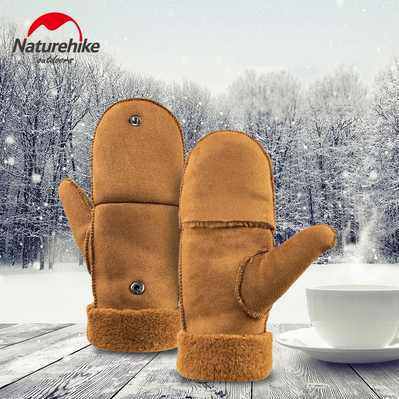 Флисовые перчатки без пальцев NatureHike зимние теплые откидные спортивные для
