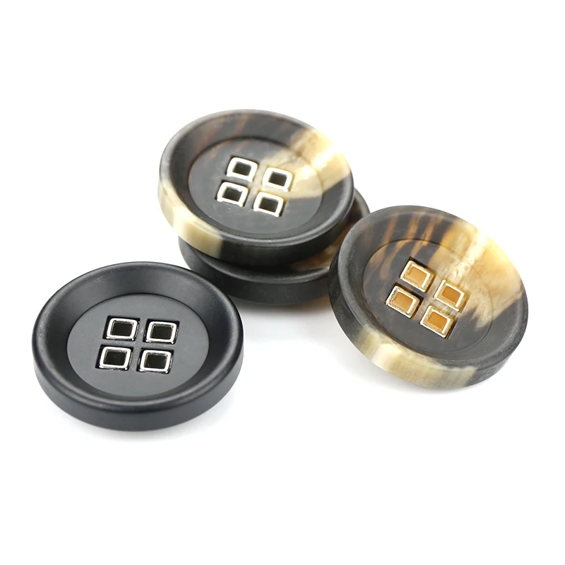 Винтажные круглые черные пуговицы из смолы с плоской задней стороной