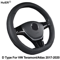 d type car steering wheel cover pu leather for vw volkswagen teramont atlas 2017 2018 2019 2020 braid on steering wheel auto