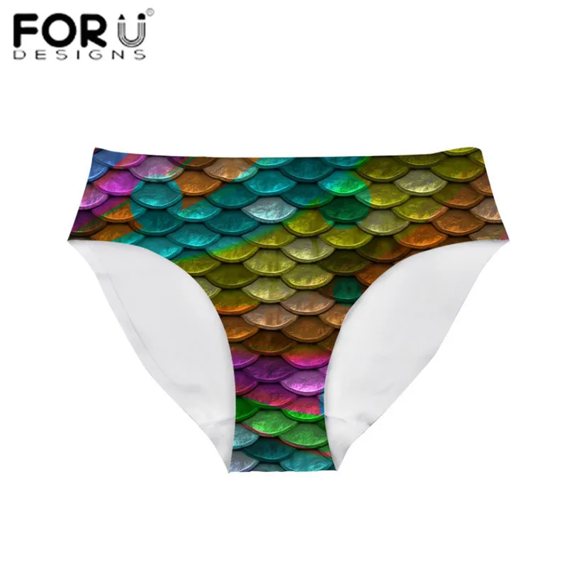 FORUDESIGNS нижнее белье с 3D-принтом в виде чешуи русалки женские трусики сексуальные