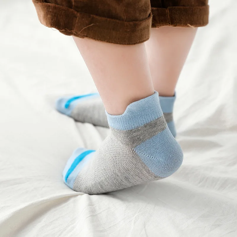 Calcetines de malla de algod&oacute;n para ni&ntilde;o y ni&ntilde;a, medias n&aacute;uticas informales de 2 a 15 a&ntilde;os, moda Primavera Verano, 5 par/lote, 2022-2