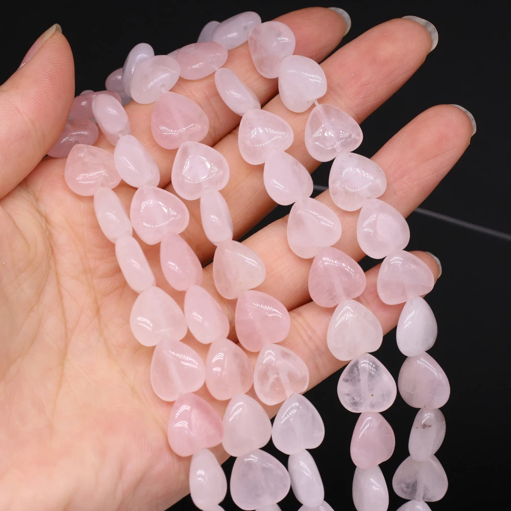 

14pcs Natural Rose Quartz Beaded Heart Shape Loose Beads ForJewelry Making DIY Bracelets Necklaces Accessories 14mm