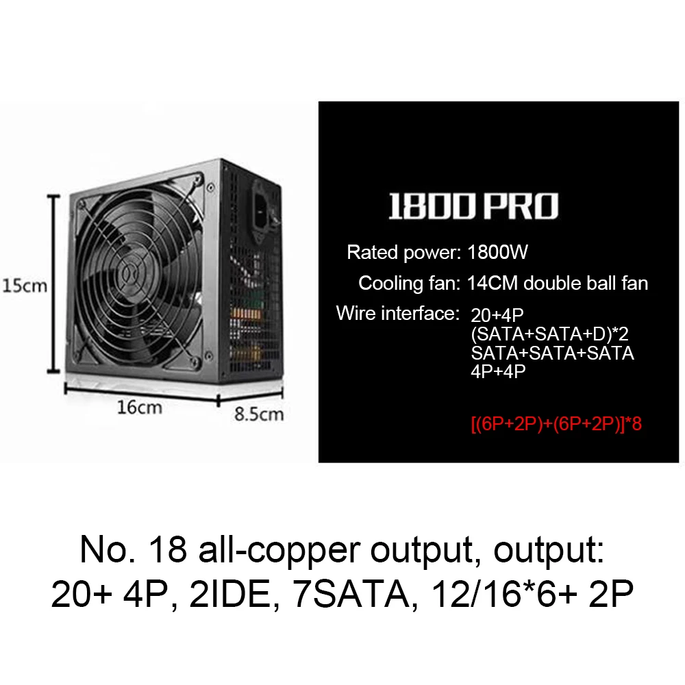 

1800 180-260 ATX , 95% ETH S9 S7 L3 8GPU