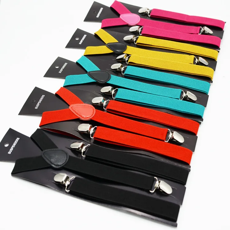 

Solid Color Elastic Leather Suspenders Braces Men Women Black Blue Red Adjustable Straps for Wedding Suit Skirt Accessories Gift