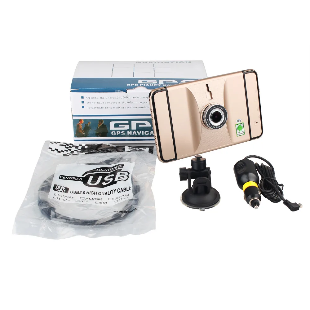 Новый 7 дюймовый автомобильный DVR Автомобильный GPS навигатор Android 1080P рекордер 512Mb