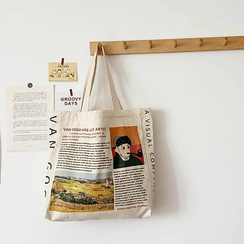 Женская Холщовая Сумка через плечо с принтом Винсента Ван Гога большие сумки для