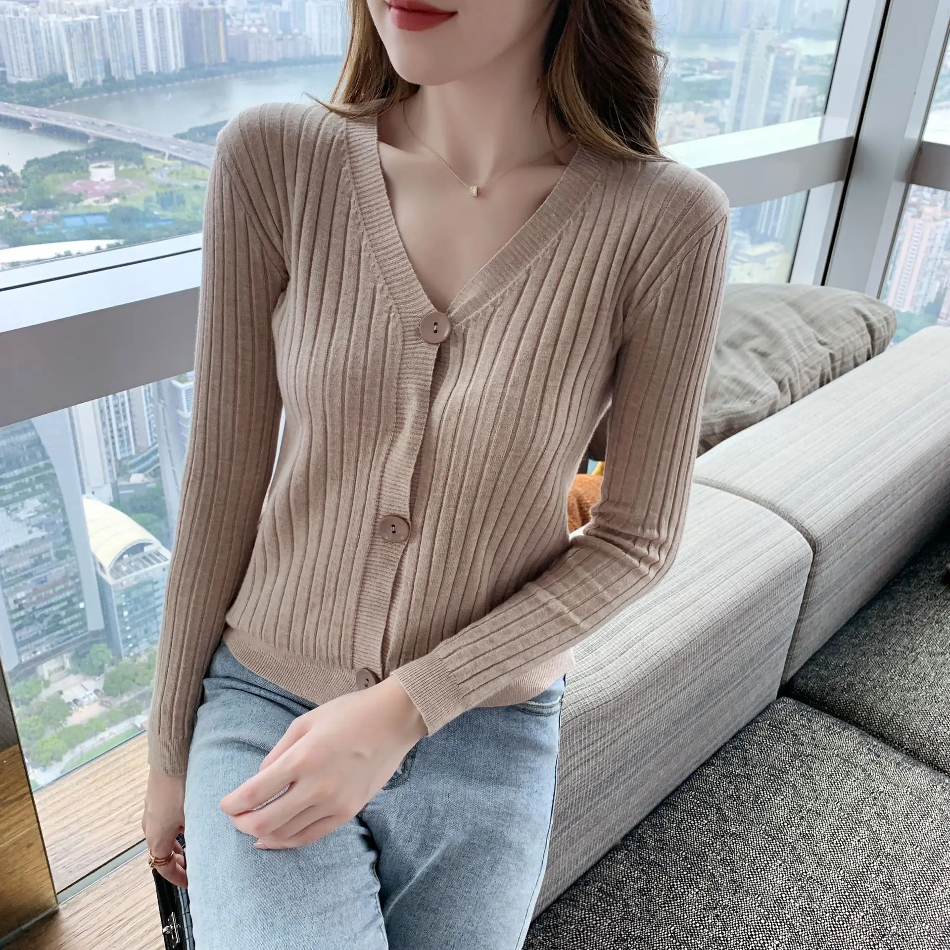

Sweater women invierno 2021 Lantern sleeve knitted sweater female pullover Ladies one