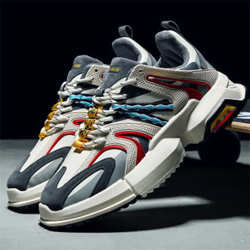 Кроссовки мужские массивные толстая подошва сетчатые Лоскутные ПУ кожа