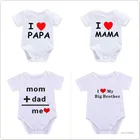 Комбинезон для мальчиков и девочек, хлопковый, белый, люблю мама папа