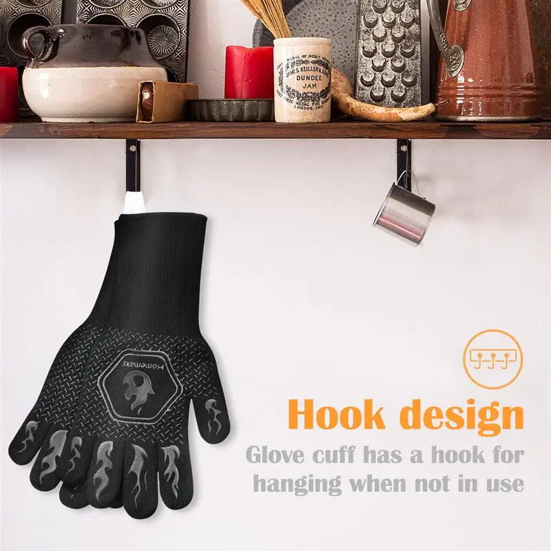 

1 Pair Silicone Gloves BBQ Grill Gloves Heat Resistant Oven Mitt Lower Than 800 Protective BBQ Gloves Non-Slip Baking Gloves