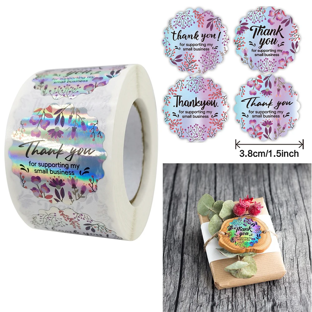 

500 шт. 3,8 см Лазерная Радуга Спасибо наклейки на новый год деловые вечерние поздравительная открытка для печатей декоративные этикетки милы...