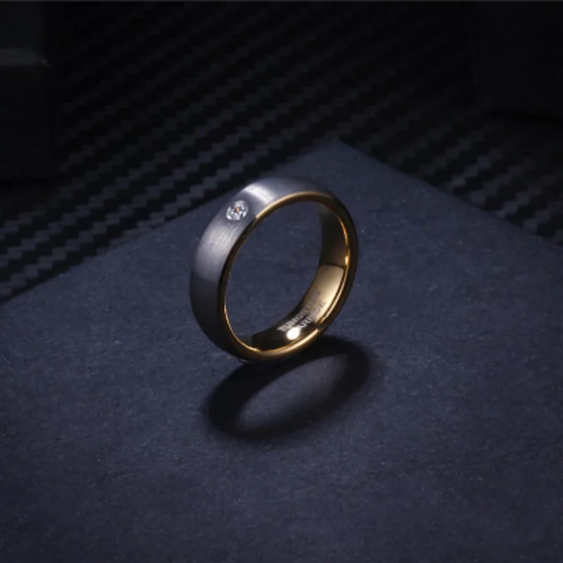 

Wholesale Tungsten Rings 5mm Simple Tungsten Carbide Rings Men Women Wedding Band with CZ Stone Inlay Promised Jewelry Dome Brus