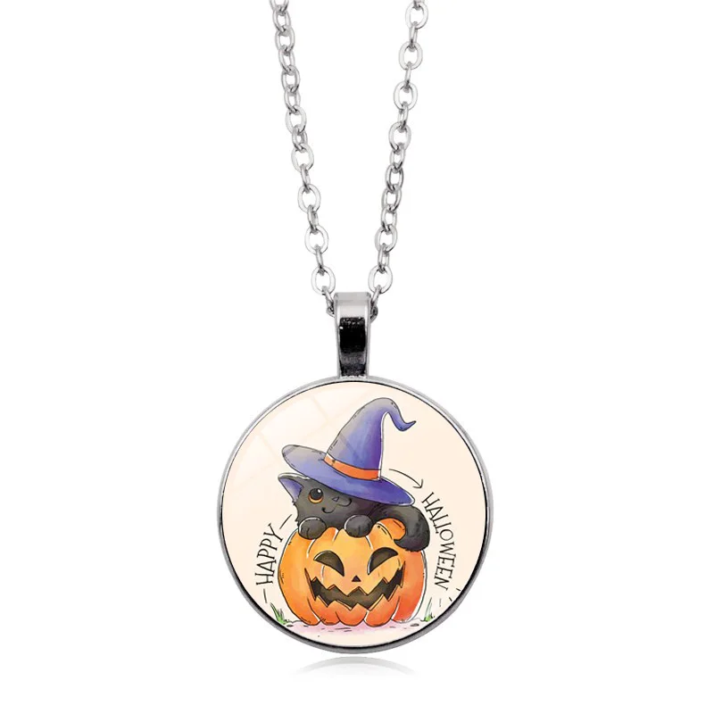 2021 Хэллоуин забавное ожерелье с тыквой для женщин ювелирные изделия стеклянный