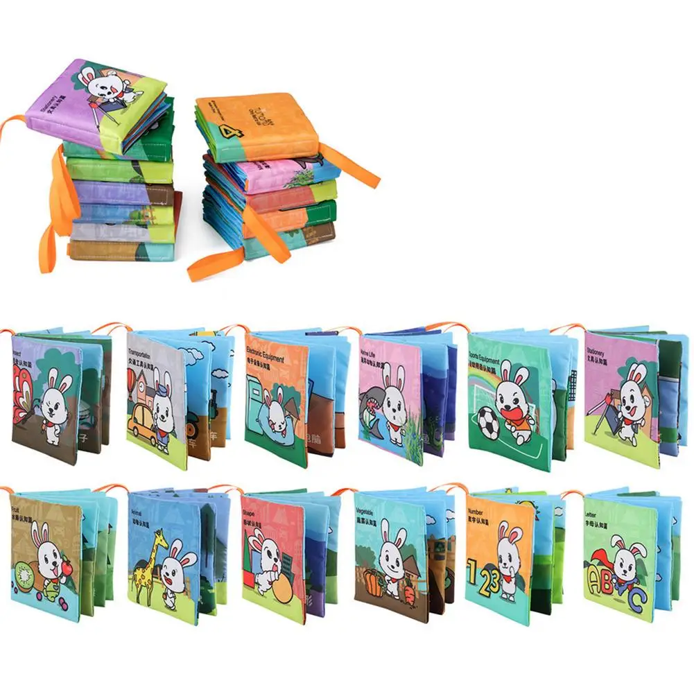 

6 Pcs /set Infant Toys Baby Cartoon Story Soft Cloth Book Early Learning Educational Toys English Development Reading Books
