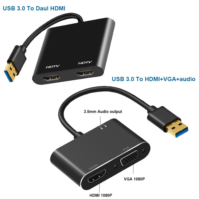 Адаптер USB 3 0 HDMI VGA 4K HD мультидисплейный видео двойной конвертер для Windows 7/8/10 OS