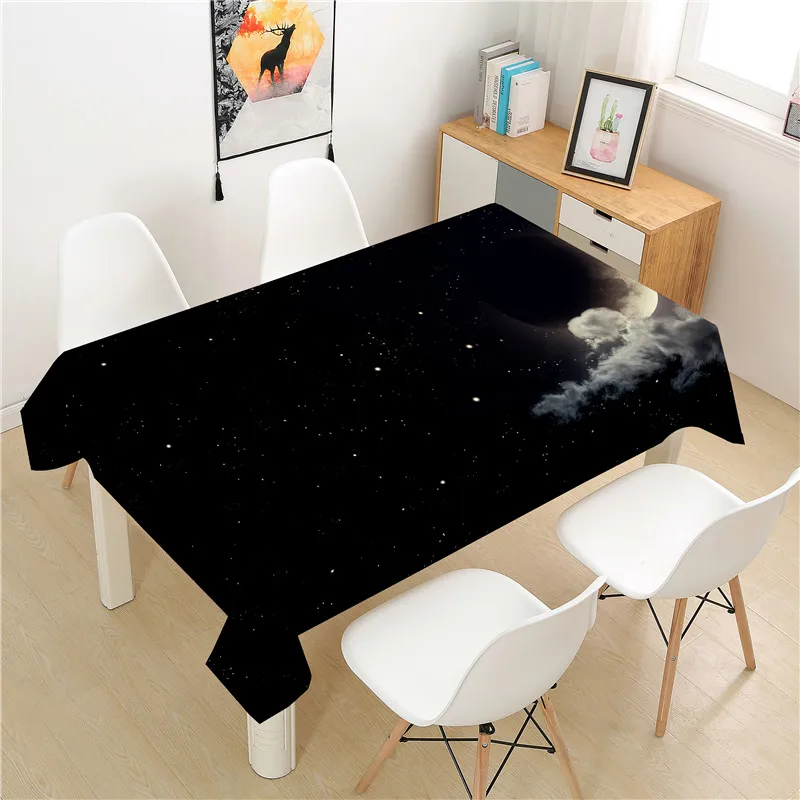 

Moonlit Night Tablecloth polyester Hotel Picnic Table Rectangular Table Covers Home Dining Tea Table Decoration