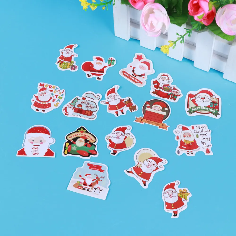 

48Pcs Santa Claus Sticker Self-Adhesive DIY Cartoon Sticker Baking Packing Label Wrapping Stickers Decoration Sealing Paster for