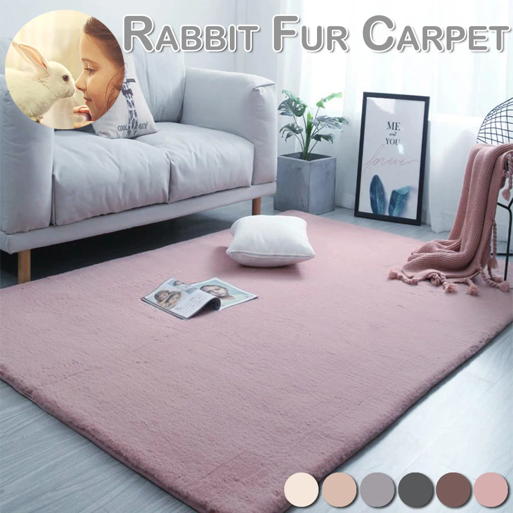 

Washable Shaggy Fur Rabbit Soft Carpet Floor Chairs Sofas Cushions Kitchen Mat Bed Glass Tea Room Bay Living Room Home Decor D30