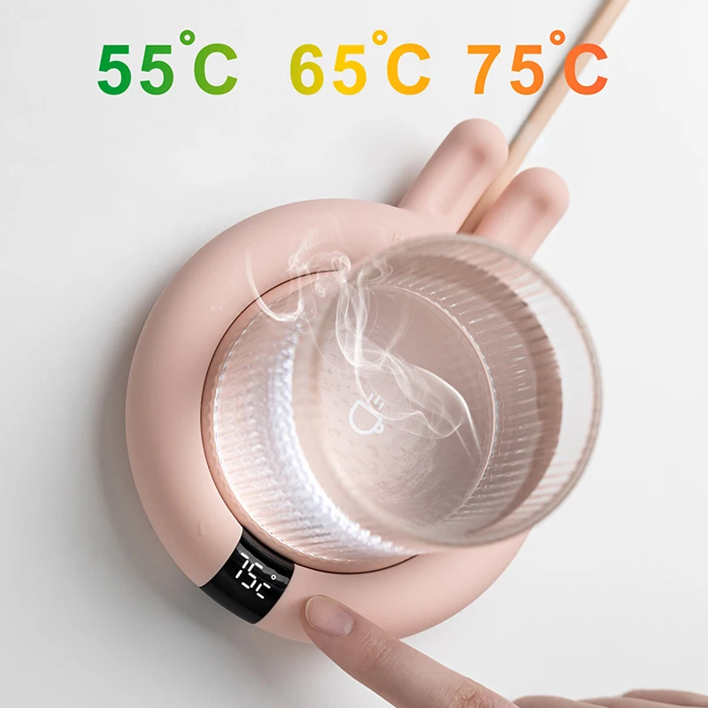 20W Нагревательная подставка для чашек Warmer Pad Hot Plate Smart Thermostatic Coaster Heating Mat for Coffee Milk Tea 3 Gear Temperature Show on.