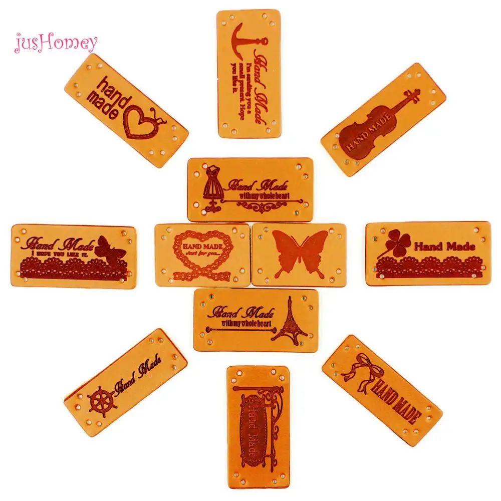 Набор из 24 штук искусственной кожи ручная работа лейблы ярлыки для одежды