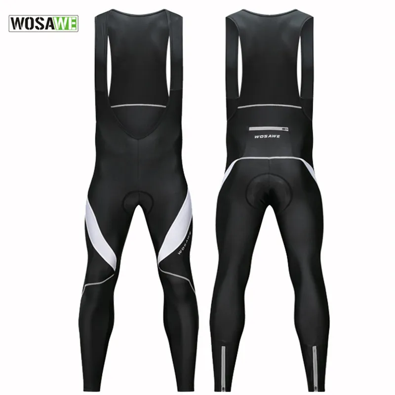 Winter Fleece Men's Cycling Pants with Bib Warm Reflective MTB Bicycle Cycle Tights Trousers Bike MTB Pants with 3D Gel Padded