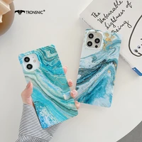 square gradient marble phone case for iphone 12 11 pro max xs max xr soft matte luxury blue case for iphone 7 8 plus cover funda
