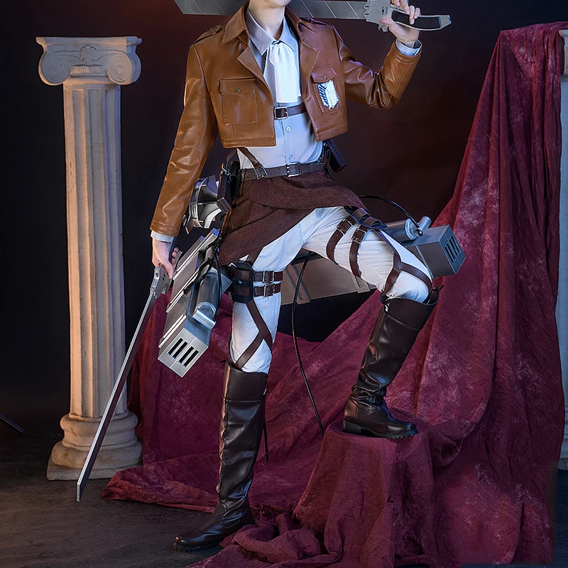 Костюм для косплея из аниме атака на Титанов пиджак и кожаная юбка рекона корпуса