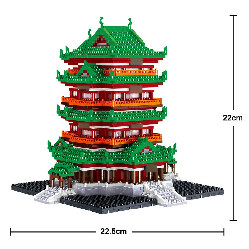 

Chinese Style Miniature Building Famous Ancient Architectural Big Size Tengwang Tower Miniatures Building Blocks Kids Toys