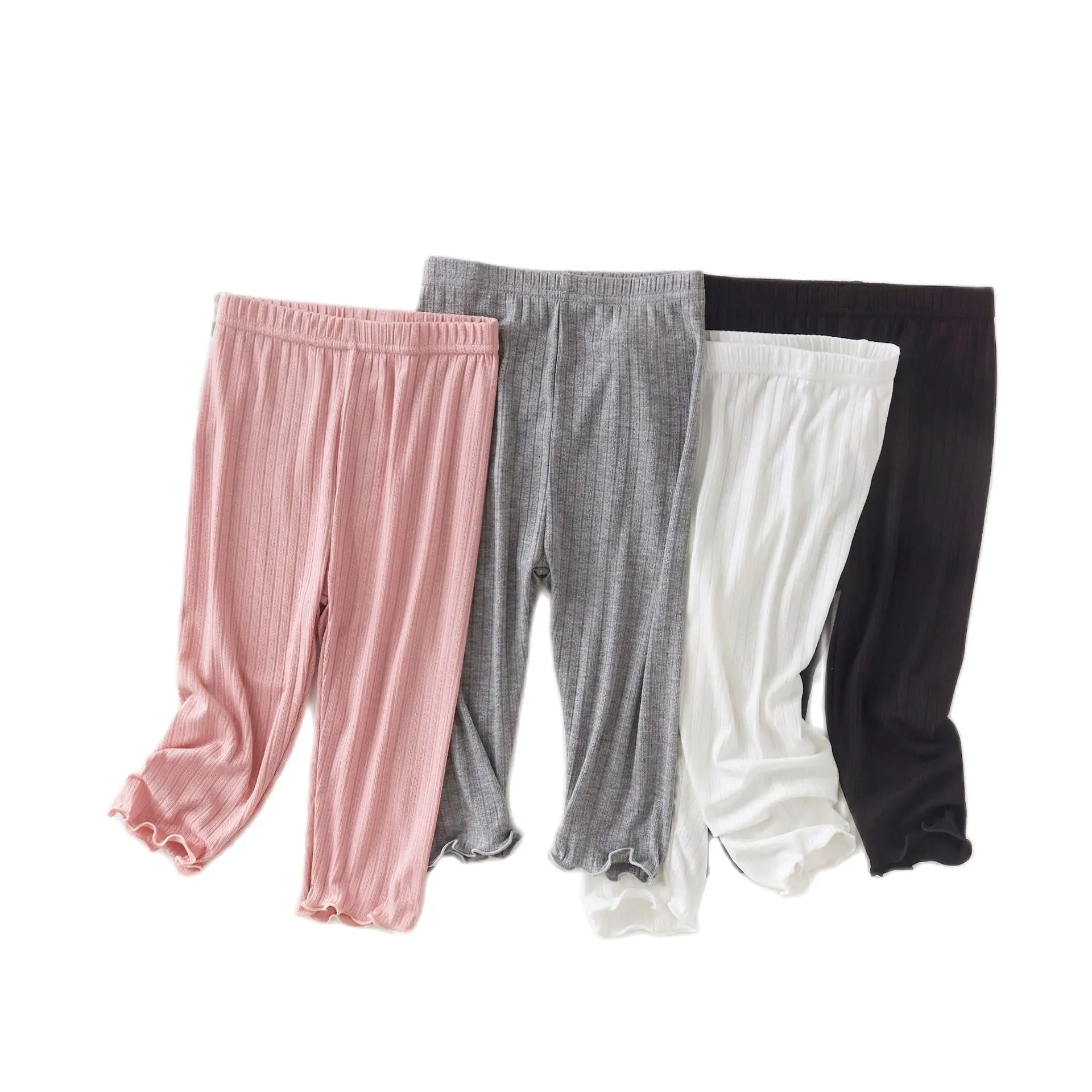 

2021 Jacquard Summer Thin Cool And Breathable Korean Style Pants Children's Cropped Pants Girls' Soft And Comfortable Leggings