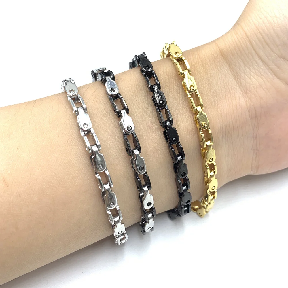 Браслет из нержавеющей стали звеньевая цепь 4 мм модные ювелирные изделия