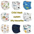 Маска для лица детская одноразовая трехслойная с принтом динозавра, 1050 шт.