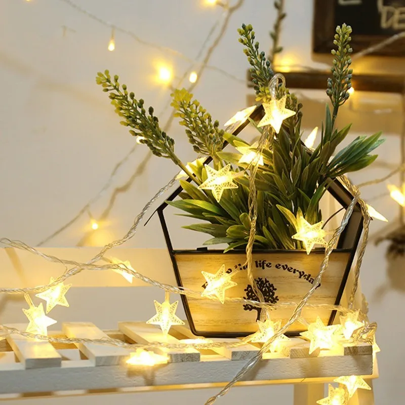 10/20/40/50 LED Star Light String Twinkle Garlands Battery Powered Christmas Lamp Holiday Party Wedding Decorative Fairy Lights | Лампы и