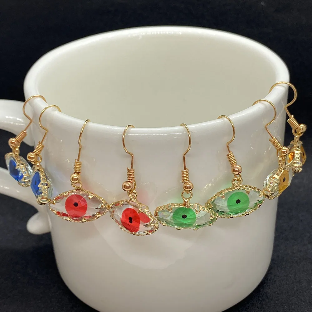

Glass Crystal Earrings Jewelry Exquisite Starry Sky Eye Shape DIY Handmade Jewelry Accessories Ladies Jewelry Wholesale