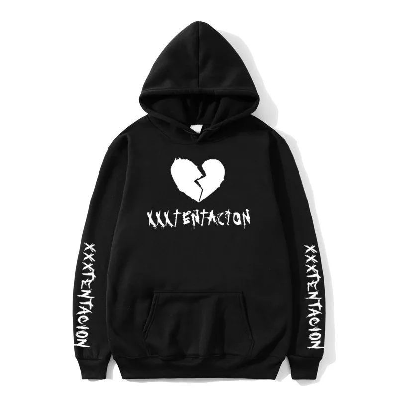 

High Quality XXXTentacion Hooded Sweatshirt Men Women Fleece Long Sleeve Hip Hop Streetwear Heart-Shaped Casual Wear
