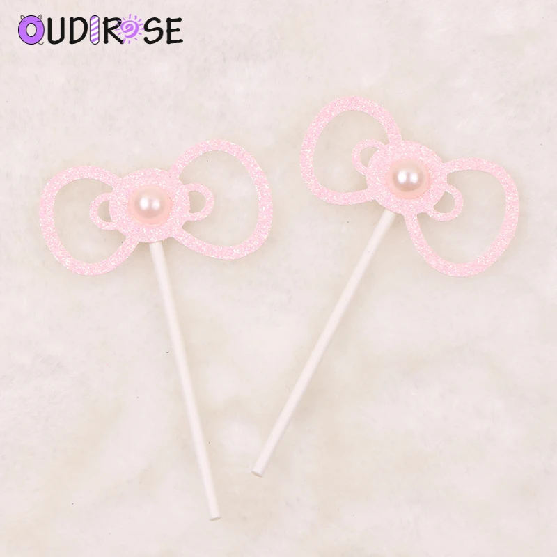 OUDIROSE 5 шт. розовое украшение для именинного торта девочек бантик отпечаток пальца