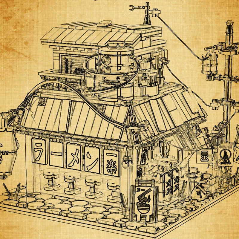 

Creator City Ramen House Constructor Passionate Anime Scene Street View Model Creativity Building Blocks Brick Kids Toys Boys
