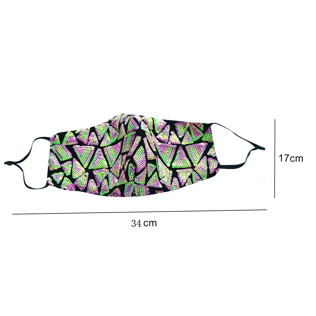 

Adult Unisex Reusable Masks Outdoor Windproof Foggy Face Mask Shine Sequins Geometry Pattern Metal Mask