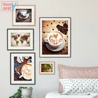 Декоративная печатная картина для дома, картины с изображением еды, кофейных зерен, настенный художественный модульный плакат на холсте для современного ресторана, украшение для дома