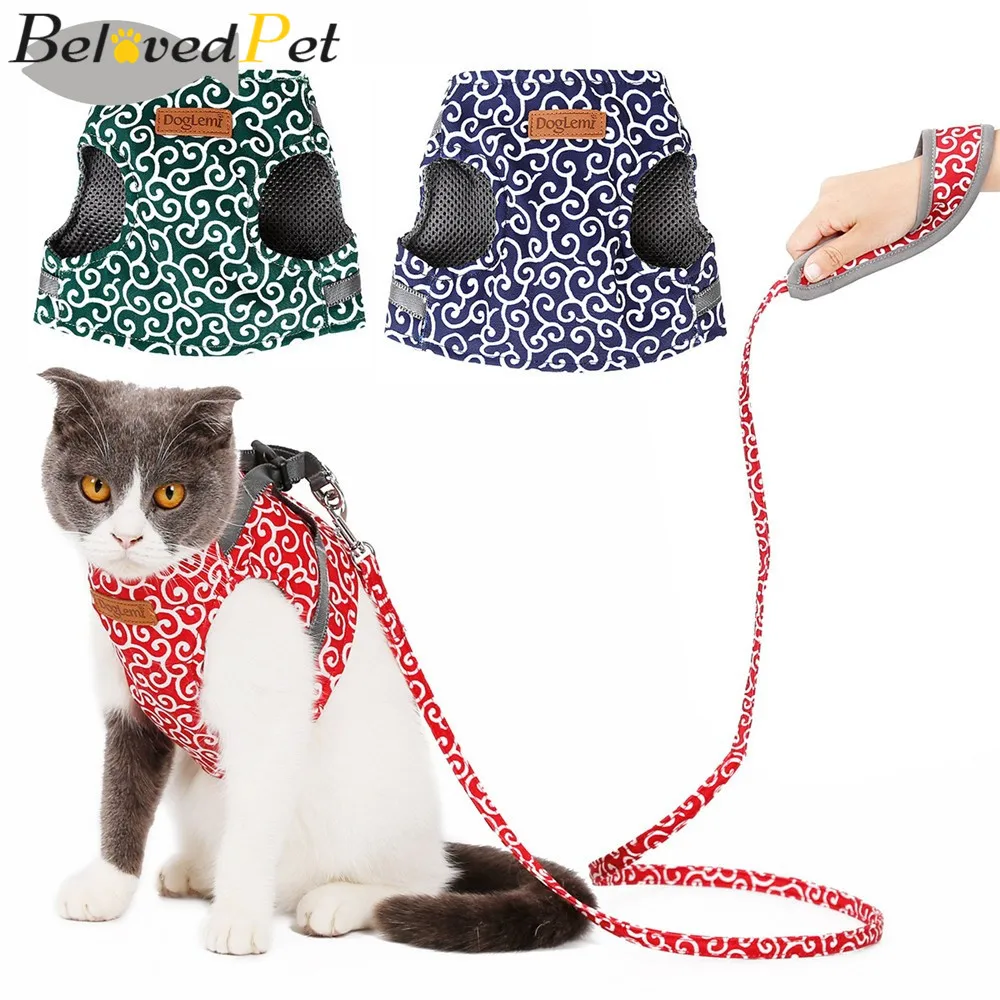 BlovedPet японский стиль кошка жилет поводок набор дышащая сетка воротник для кошек