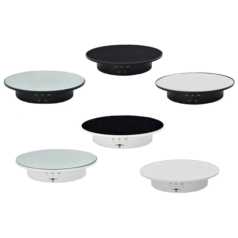 

P15F 3 Speeds 20cm Intelligent Electric Rotating Display Stand Mirror Turntable Jewelry Holder Battery USB Power