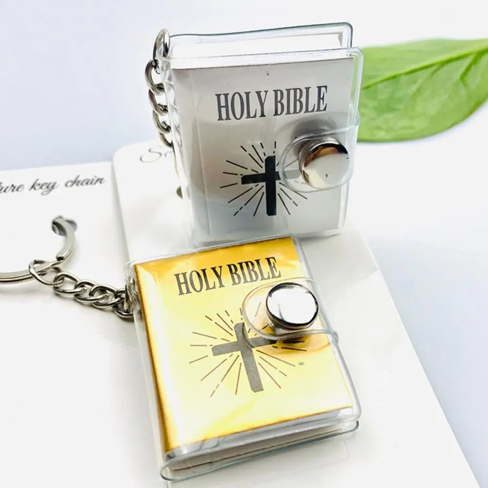 

Mini Vintage Cross Holy Bible Key Chain Holder Ring Bag Purse Pendant Decor Gift